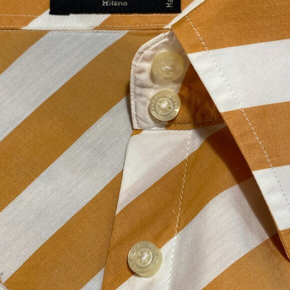 Etro BOLD STRIPE - Butterscotch Gold & White Long Sleeve Button Down - Picture 8 of 13